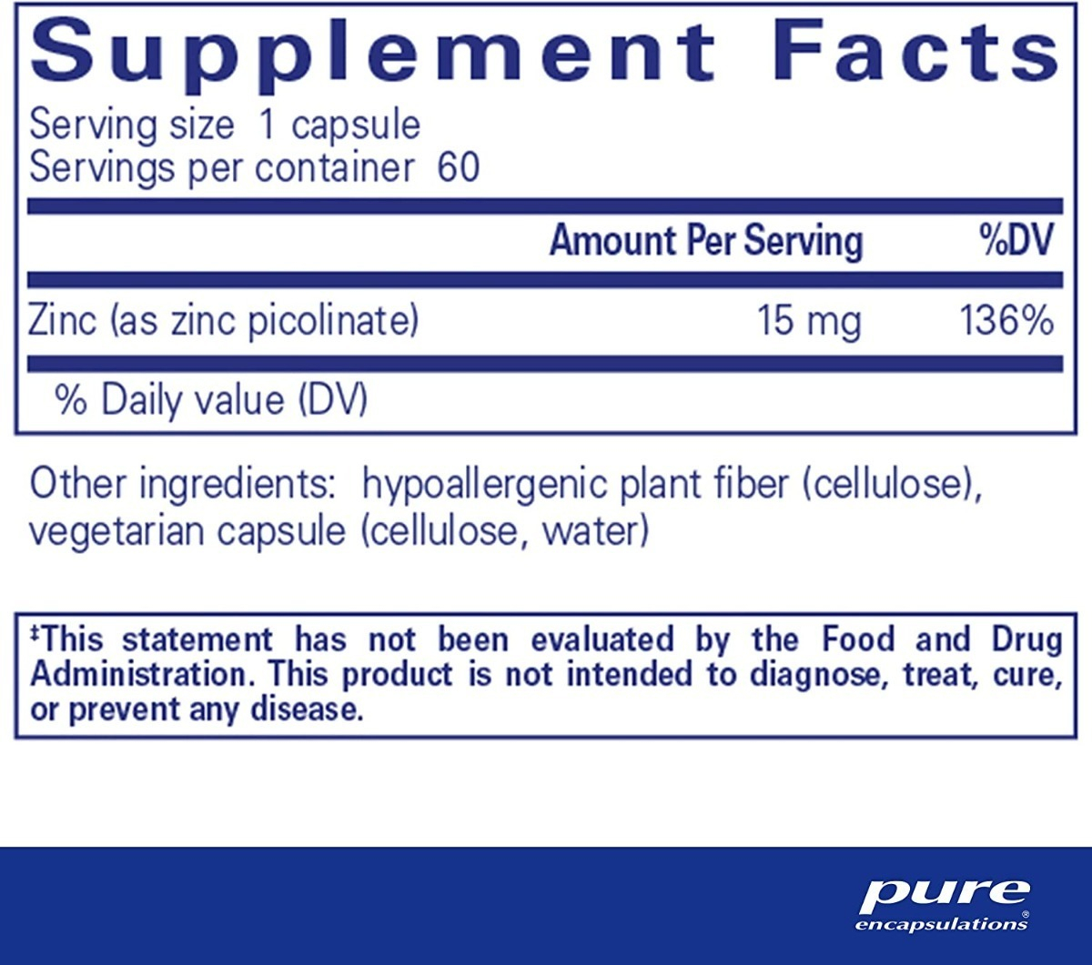 Salud y Equipamiento Médico - Zinc 60 Cap Pure Encapsulations - - Unidad 1