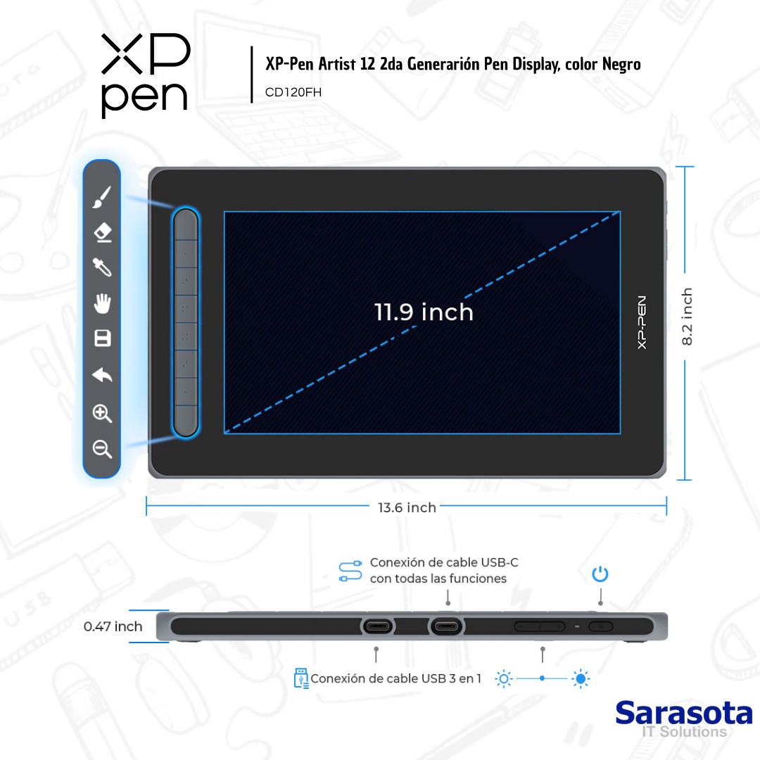 accesorios para electronica - XP-Pen Artist 12 (2da Gen) Pen Display 3