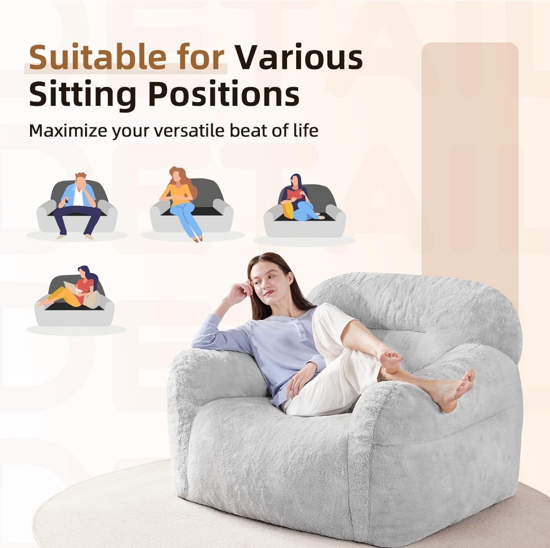 muebles y colchones - Sillón Puff Gigante gris claro (comprimido) 8