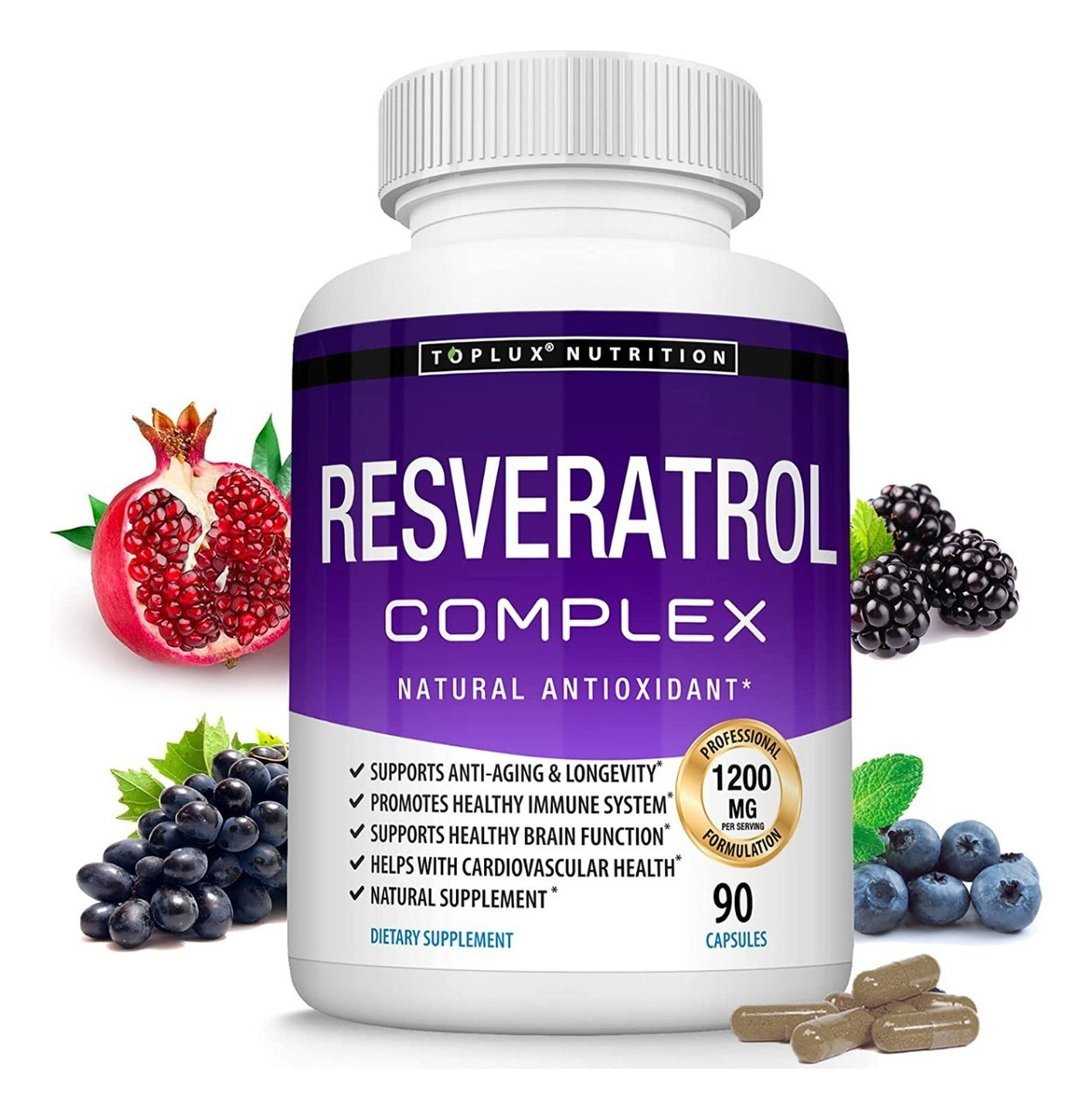 Salud y Equipamiento Médico - Resveratrol 90 Caps Toplux