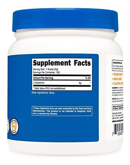 Salud y Equipamiento Médico - Nutricost L-glutamina En Polvo (500 Gramos) Sin Sabor 3