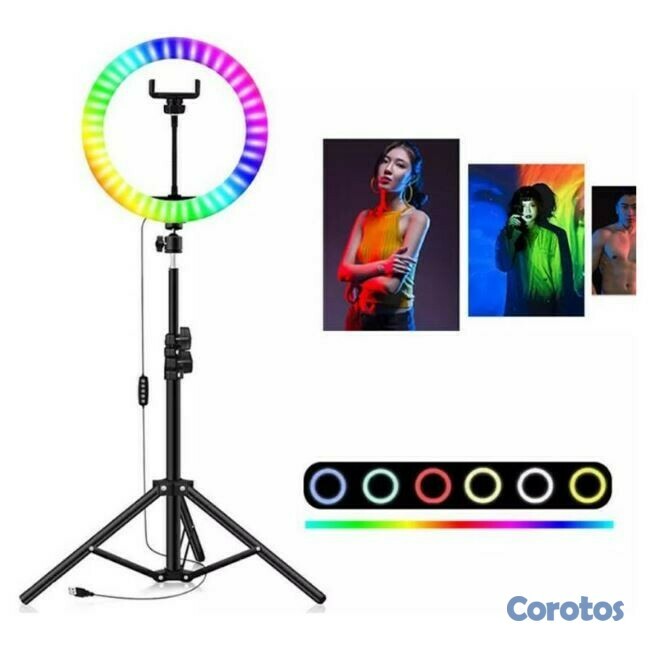 accesorios para electronica - Aro de Luz de 12 pulgadas multicolor RGB con trípode de 80 pulgadas. 1