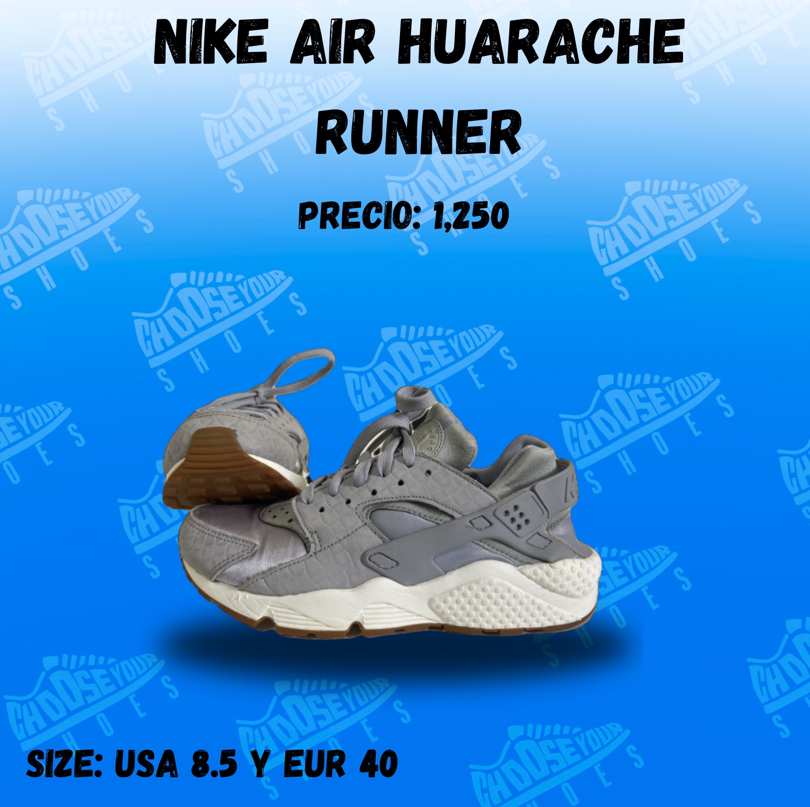 zapatos unisex - Nike Air Huarache gris SIZE US 8.5 UK 6 EUR 40	