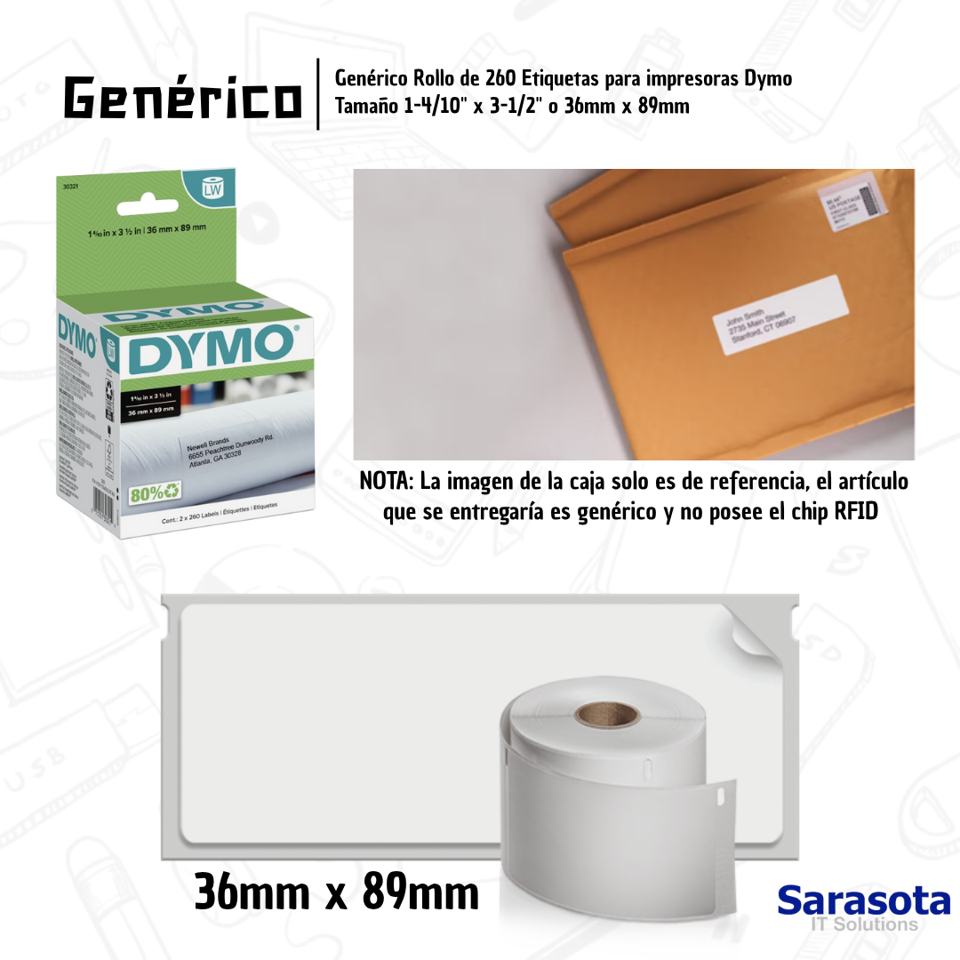accesorios para electronica - Rollo de 260 Etiquetas para impresoras Dy 1