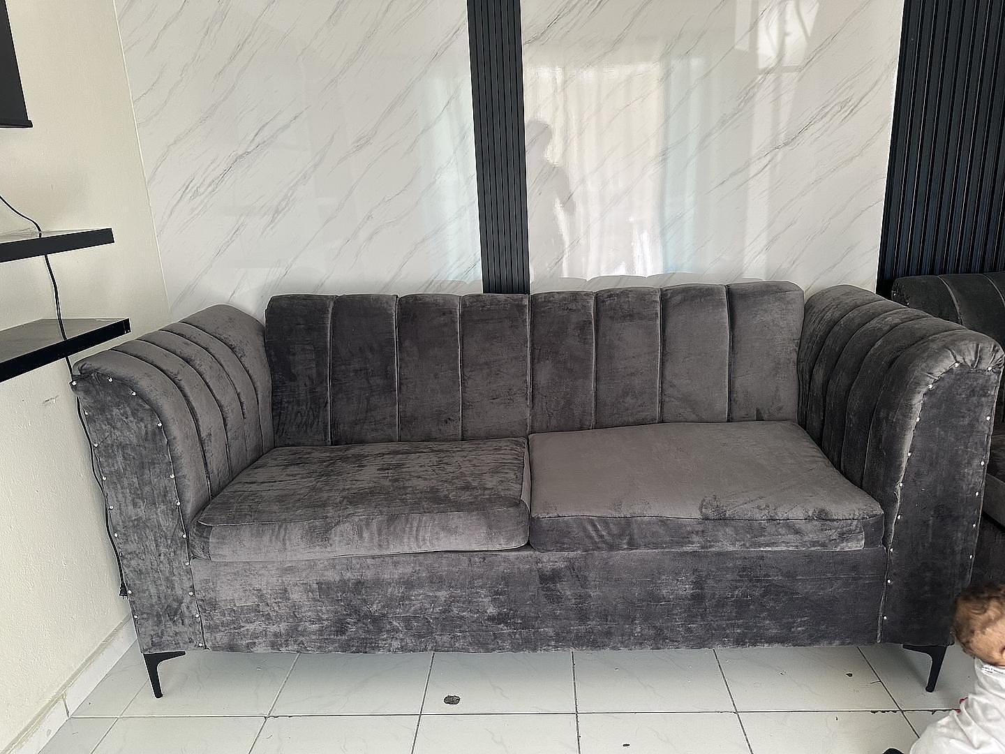 muebles y colchones - 2 Sofá gris ratón  1