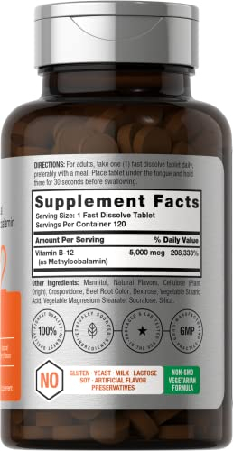 Salud y Equipamiento Médico - B12 Sublingual Metilcobalamina 5000 Mcg 120cap Horbaach 1