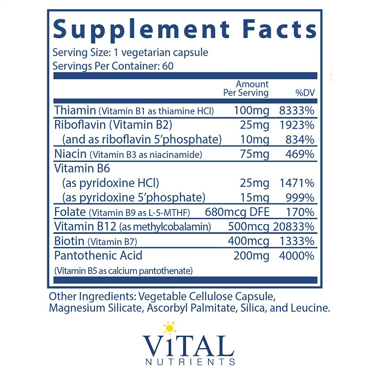 Salud y Equipamiento Médico - Complejo B 60 capsulas Vital Nutrient 1