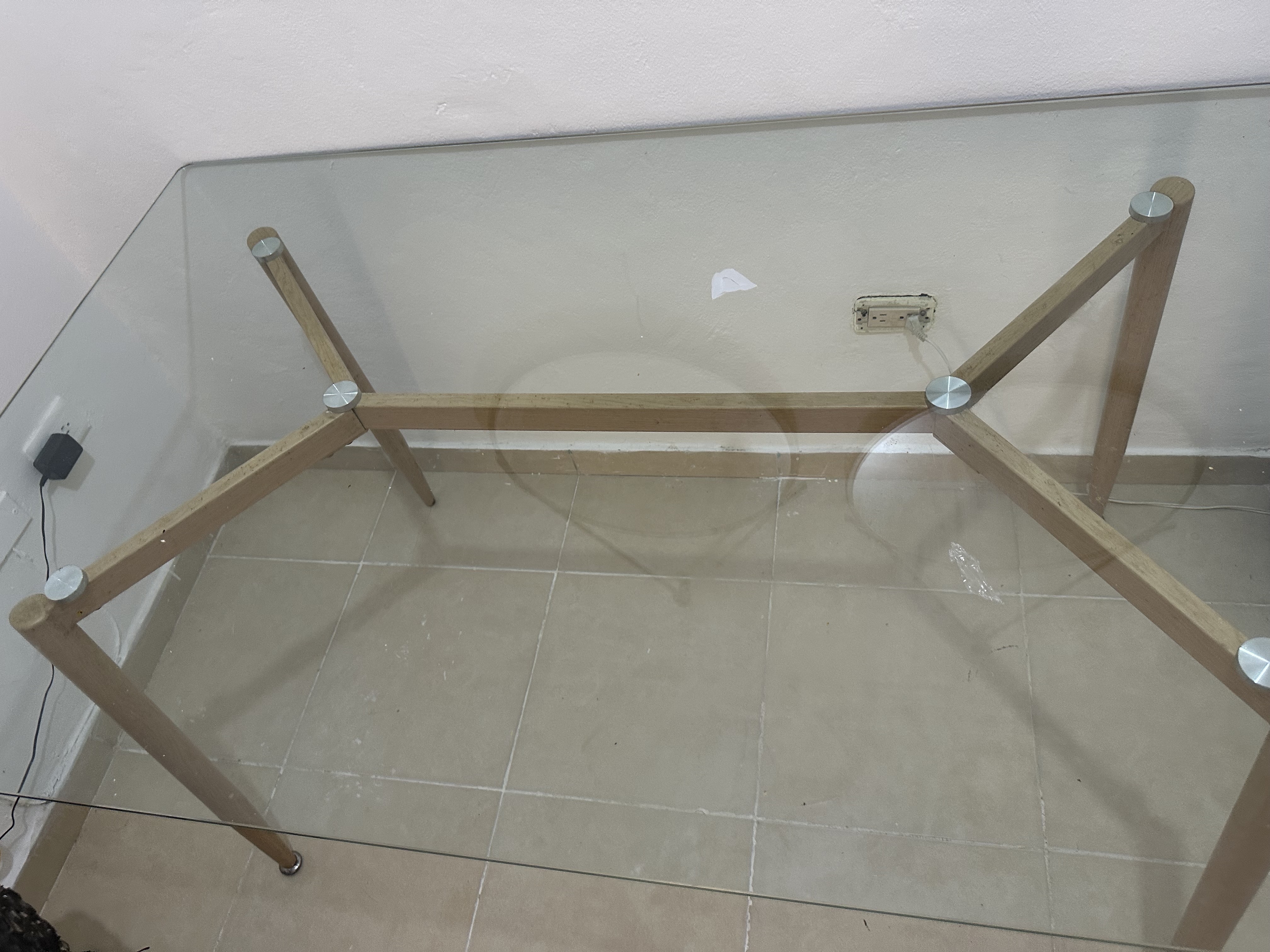 muebles y colchones - mesa comedor en cristal  0