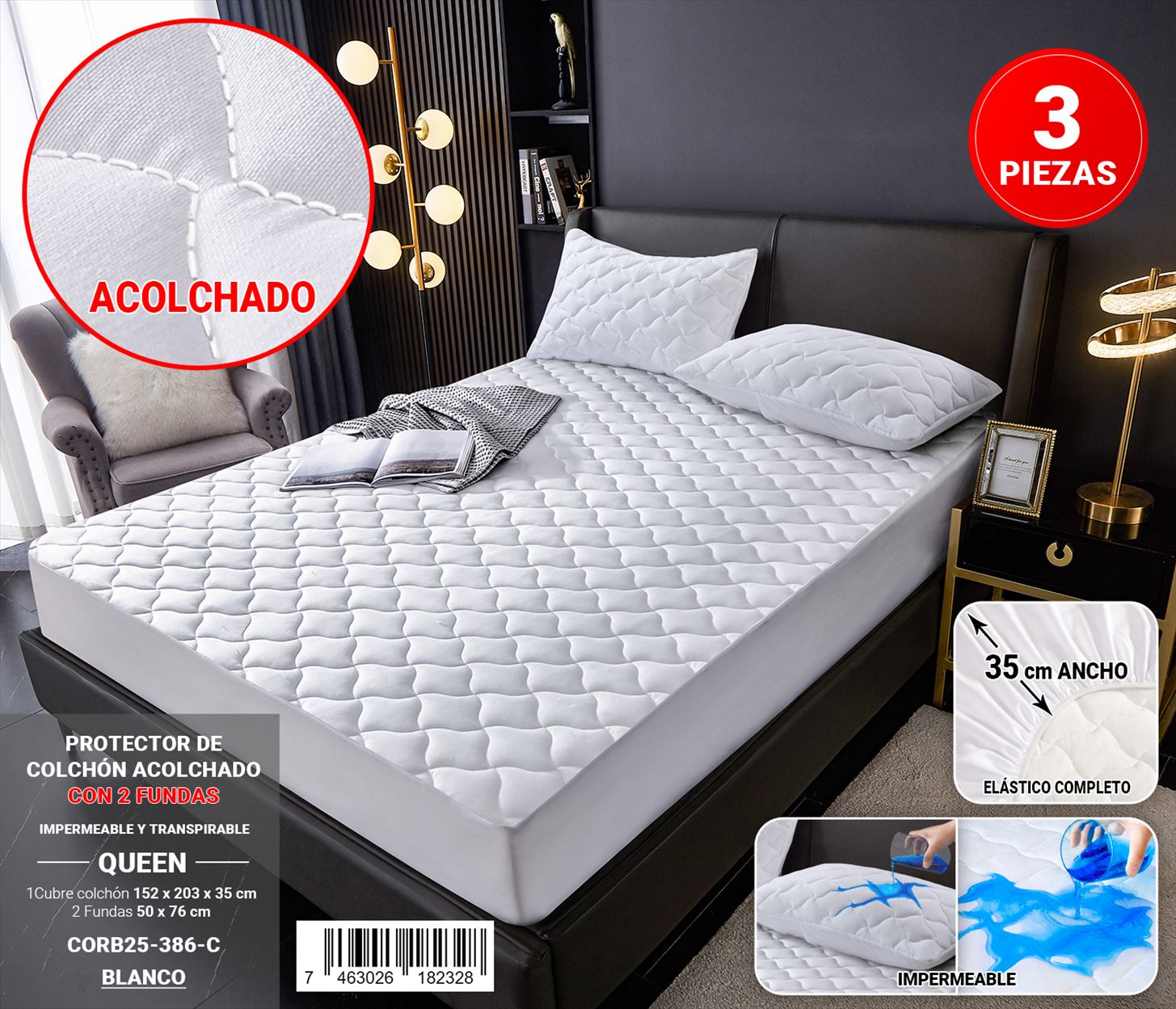 decoración y accesorios - protector de colchón de 3 piezas  5