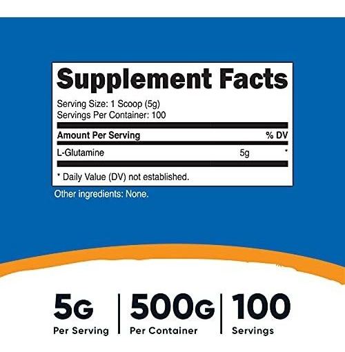 Salud y Equipamiento Médico - Nutricost L-glutamina En Polvo (500 Gramos) Sin Sabor 1