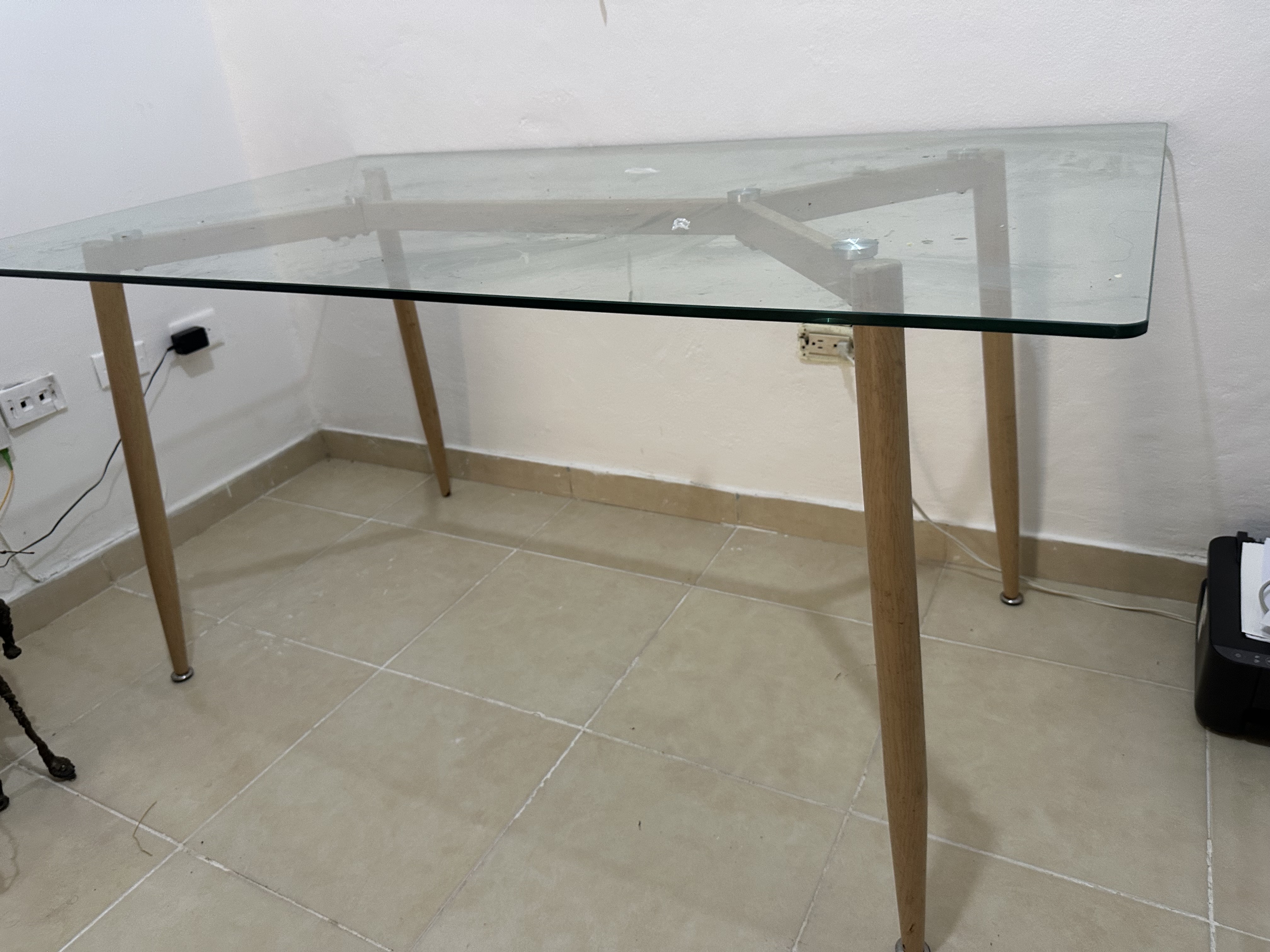 muebles y colchones - mesa comedor en cristal  1