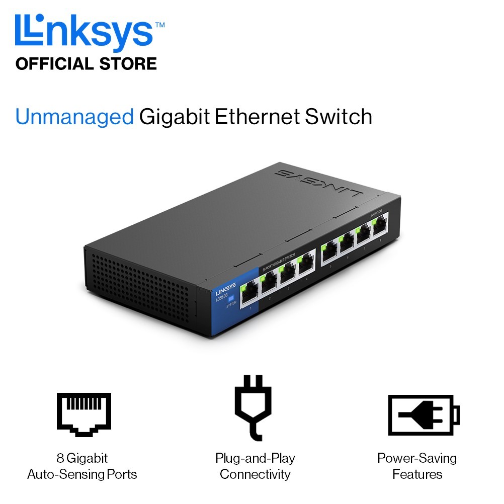 computadoras y laptops - SWITCH 8 PUERTOS  POE,L INKSYS Gigabit escritorio,empresarial  LGS108 3