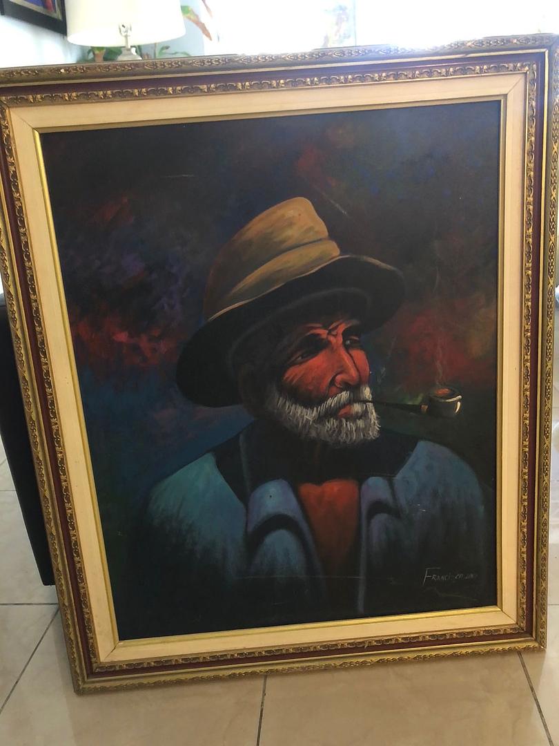 decoración y accesorios - pintura viejo fumando