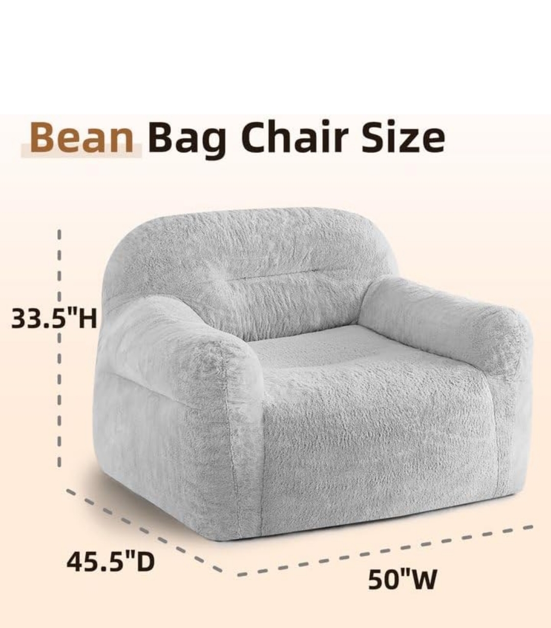 muebles y colchones - Sillón Puff Gigante gris claro (comprimido) 7