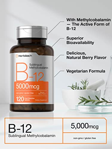 Salud y Equipamiento Médico - B12 Sublingual Metilcobalamina 5000 Mcg 120cap Horbaach 3