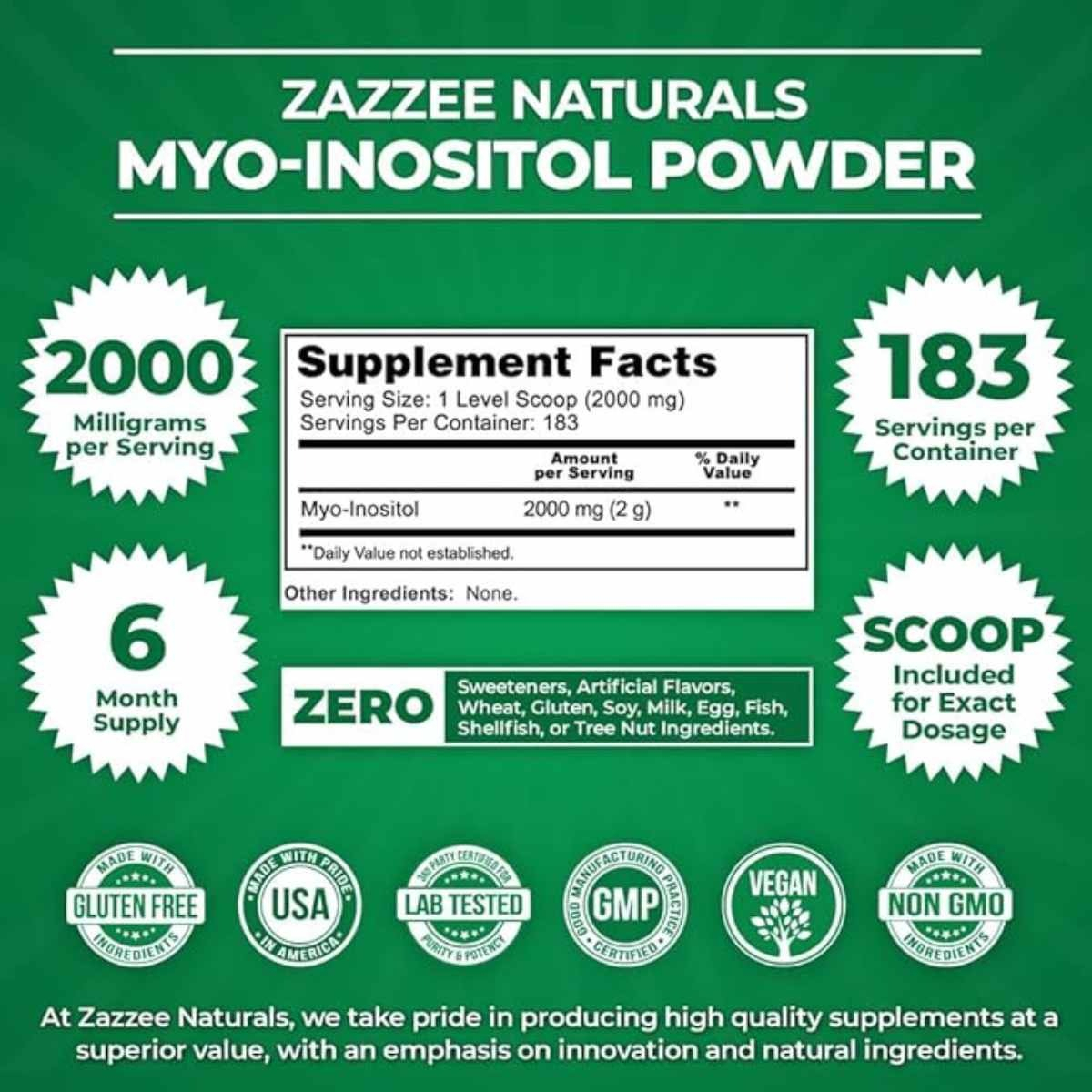 Salud y Equipamiento Médico - Inositol 366 G - Zazzee 1