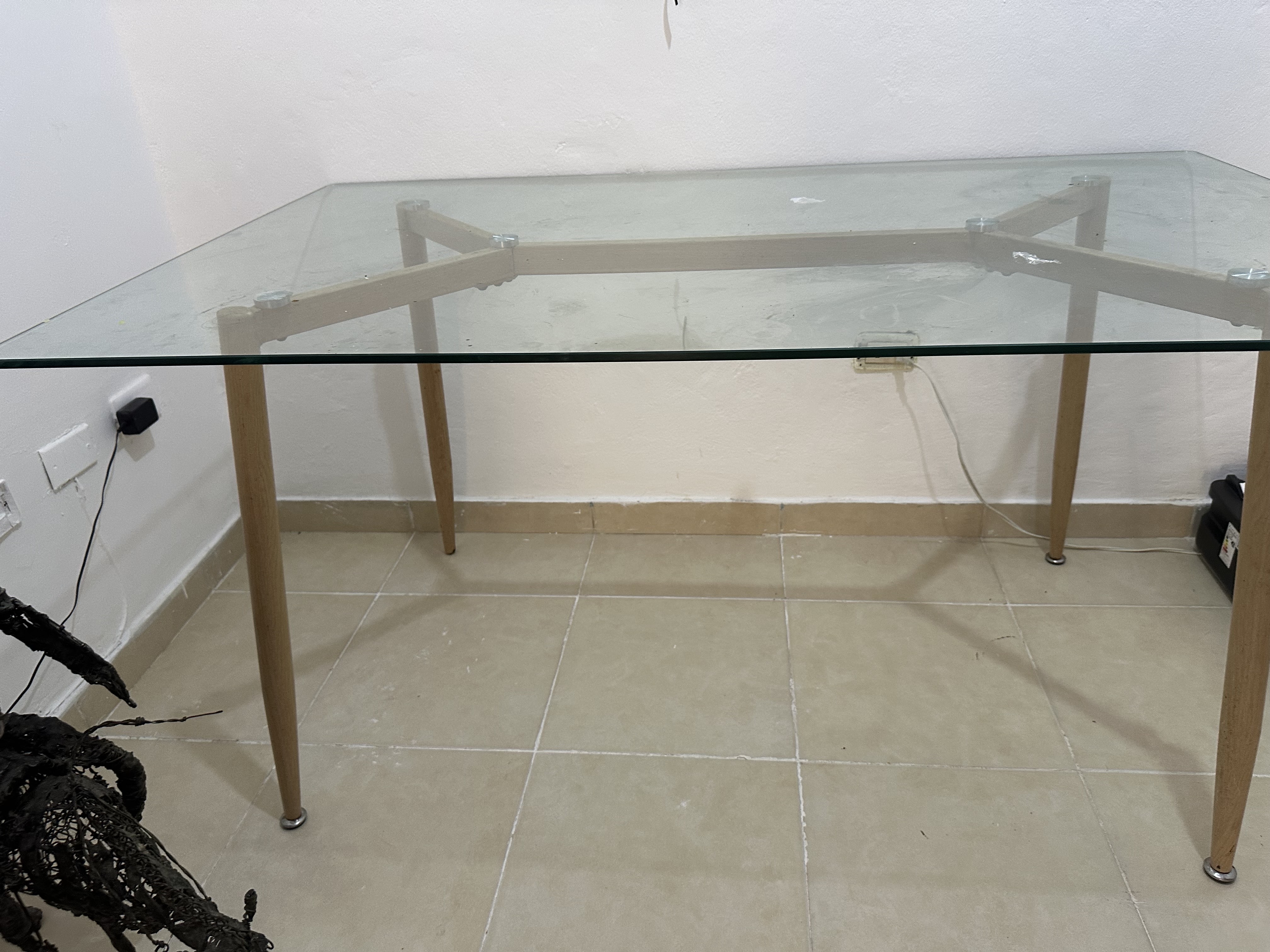 muebles y colchones - mesa comedor en cristal  2