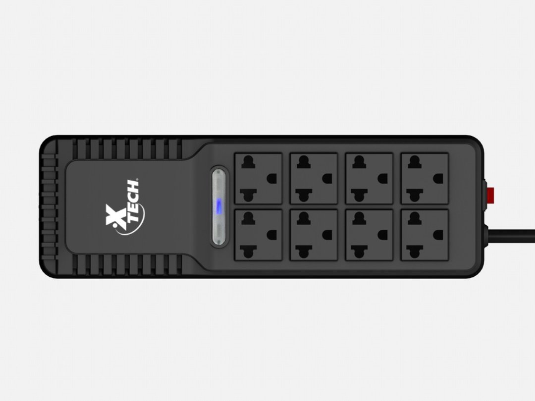 computadoras y laptops - REGULADOR DE VOLTAJE XTECH CON 8 TOMAS (4 CON PROTECCION), 1000VA, 500 WATTSS 0