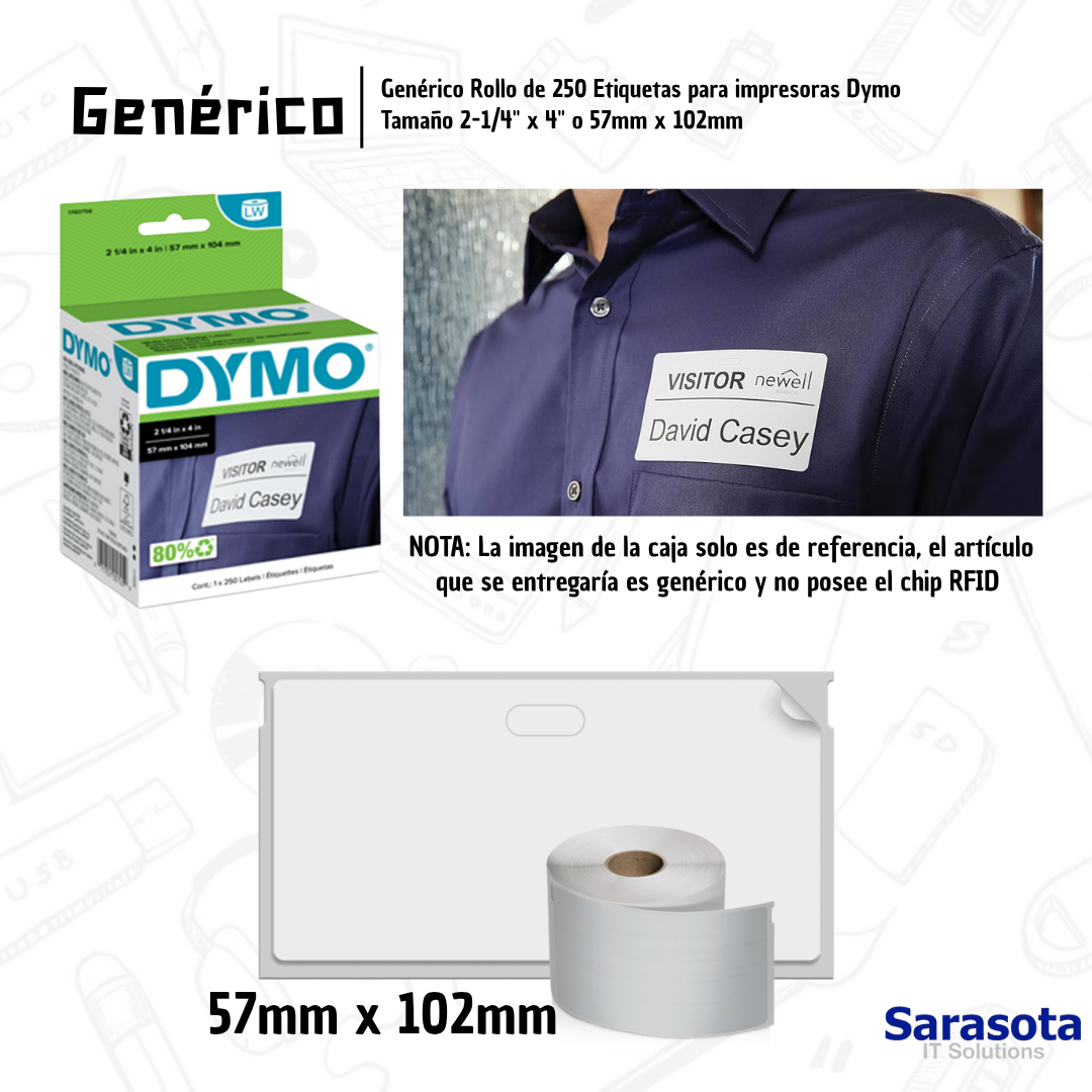 accesorios para electronica - Rollo Genérico de 250 Etiquetas para impresoras Dy 1