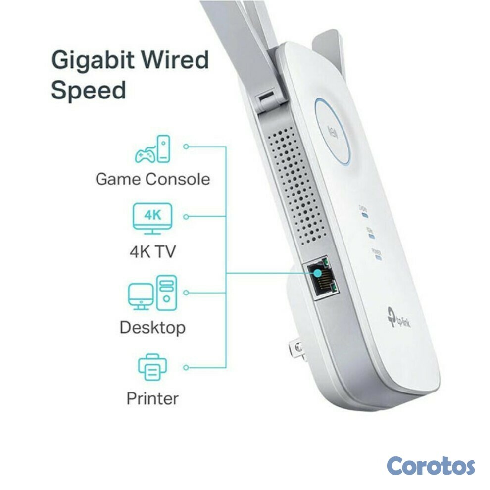 otros electronicos - REPETIDOR TP-LINK RE450, 2.4GHZ/450MBPS, 5GHZ/1300MBPS, 1 PUERTO GIGABIT LAN, 80 3