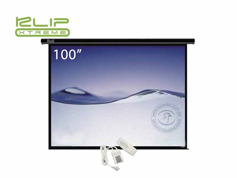 computadoras y laptops - PANTALLA KLIPX 100 PULGADAS  ELECTRICA PARA PROYECTOR BLANCA ,CONTROL REMOTO 