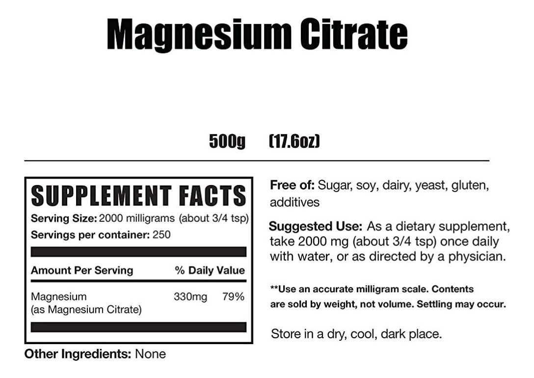 Salud y Equipamiento Médico - Citrato De Magnesio 500g Bulks - G A $41 - G A $416 1