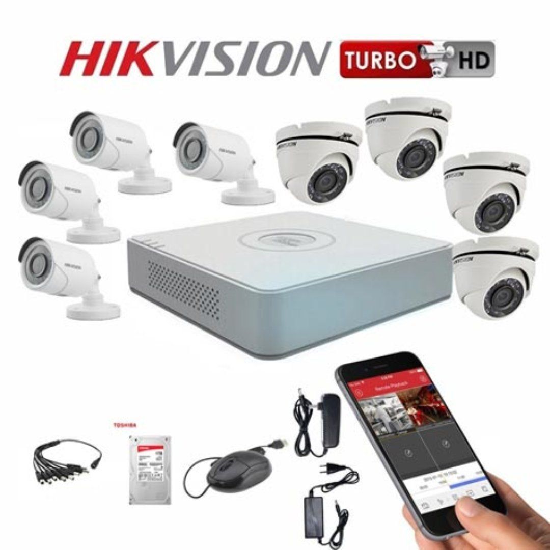 camaras y audio - 8 CAMARAS DE SEGURIDAD HIKVISION 