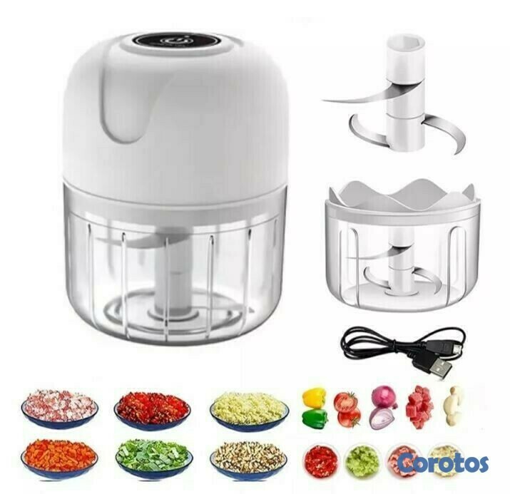 electrodomesticos - Mini Trituradora de alimentos eléctrica portátil con 3 cuchillas 2