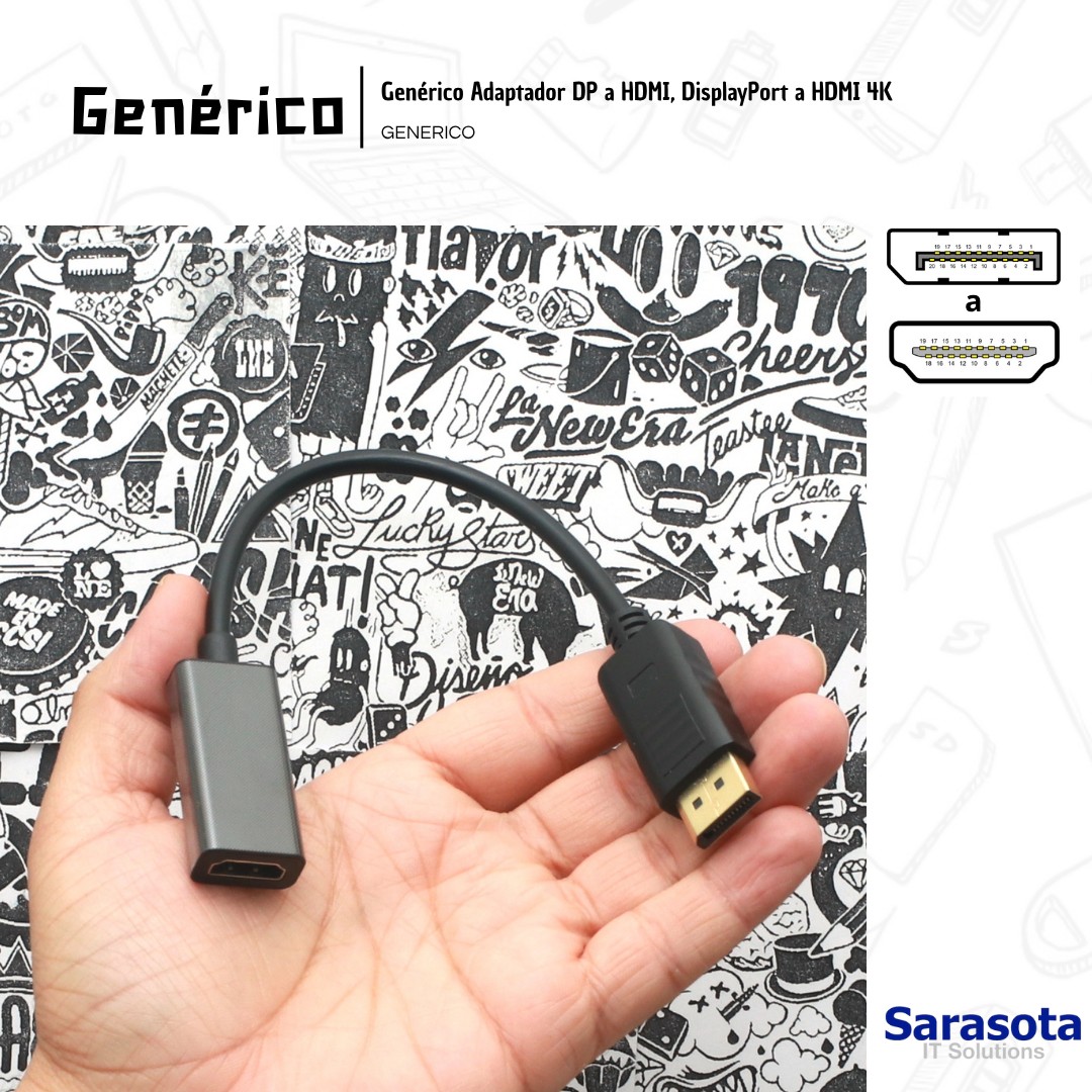 accesorios para electronica - Adaptador de DisplayPort a HDMI resolución 4K 