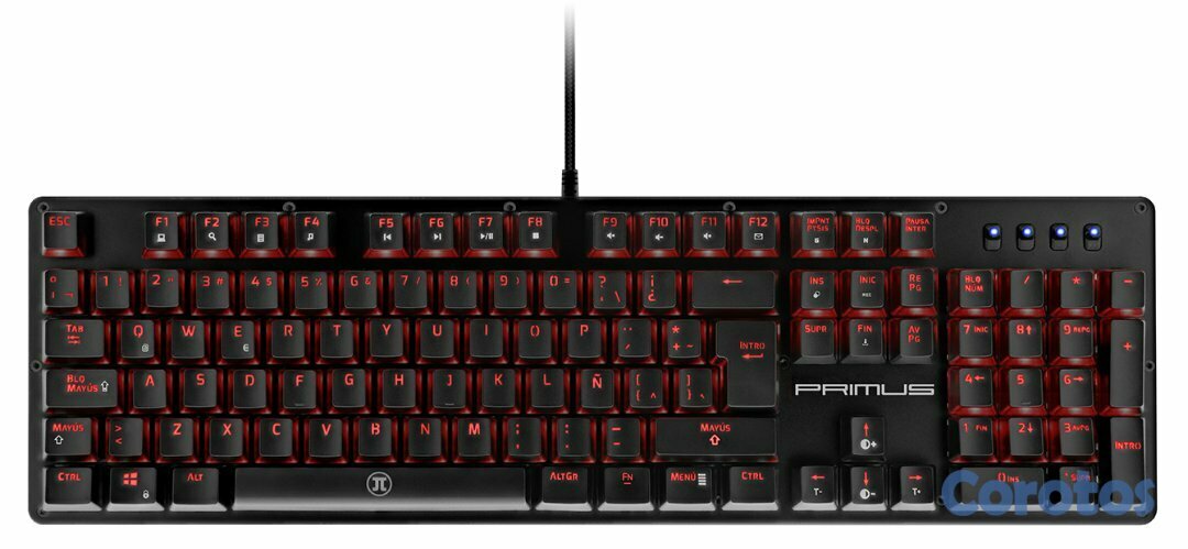 computadoras y laptops - TECLADO PRIMUS GAMING, USB, CON ILUMINACION ROJA  2