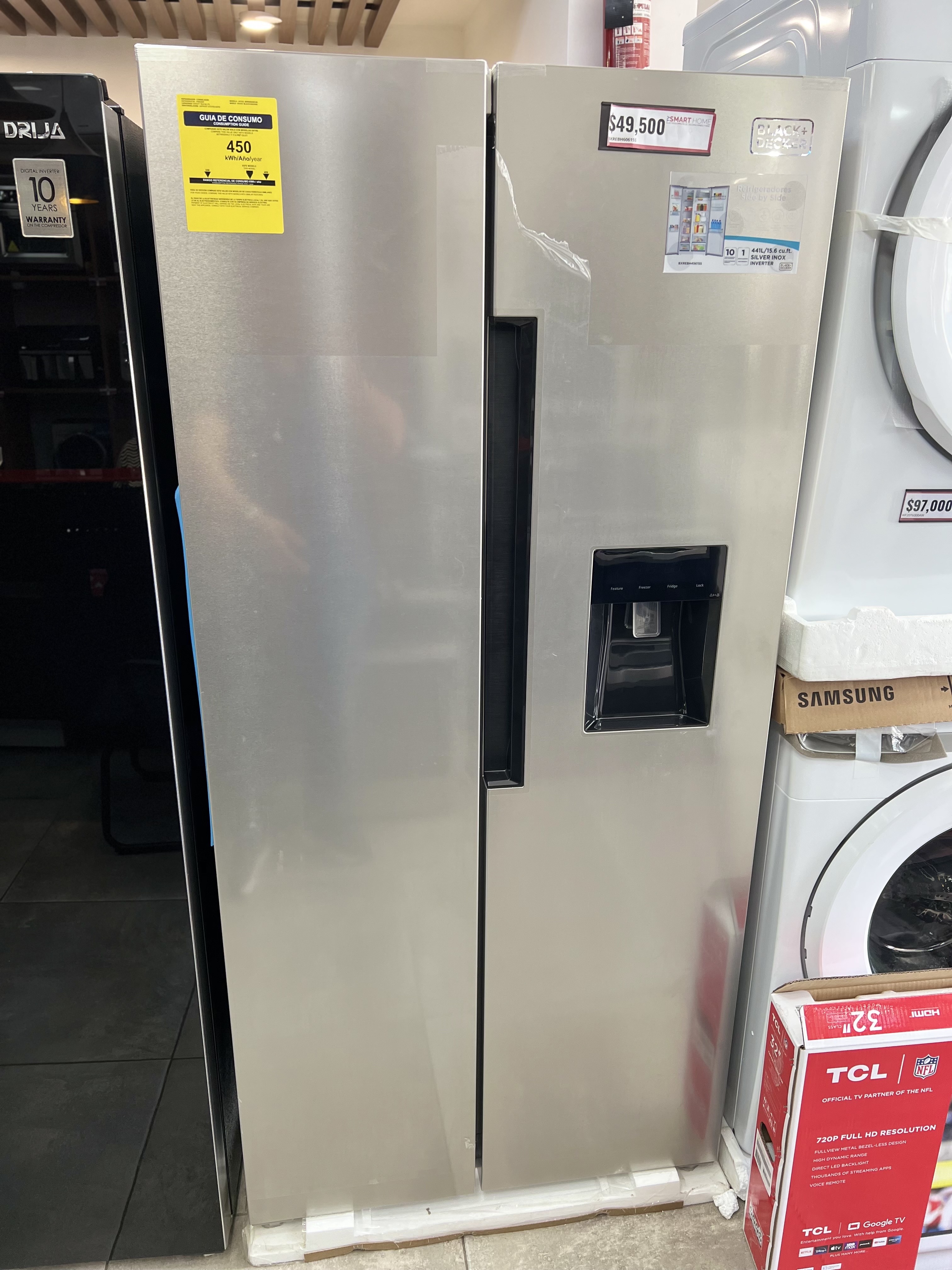 electrodomesticos - nevera 16 pies cúbicos tipo libro inverter con dispensador en la puerta 