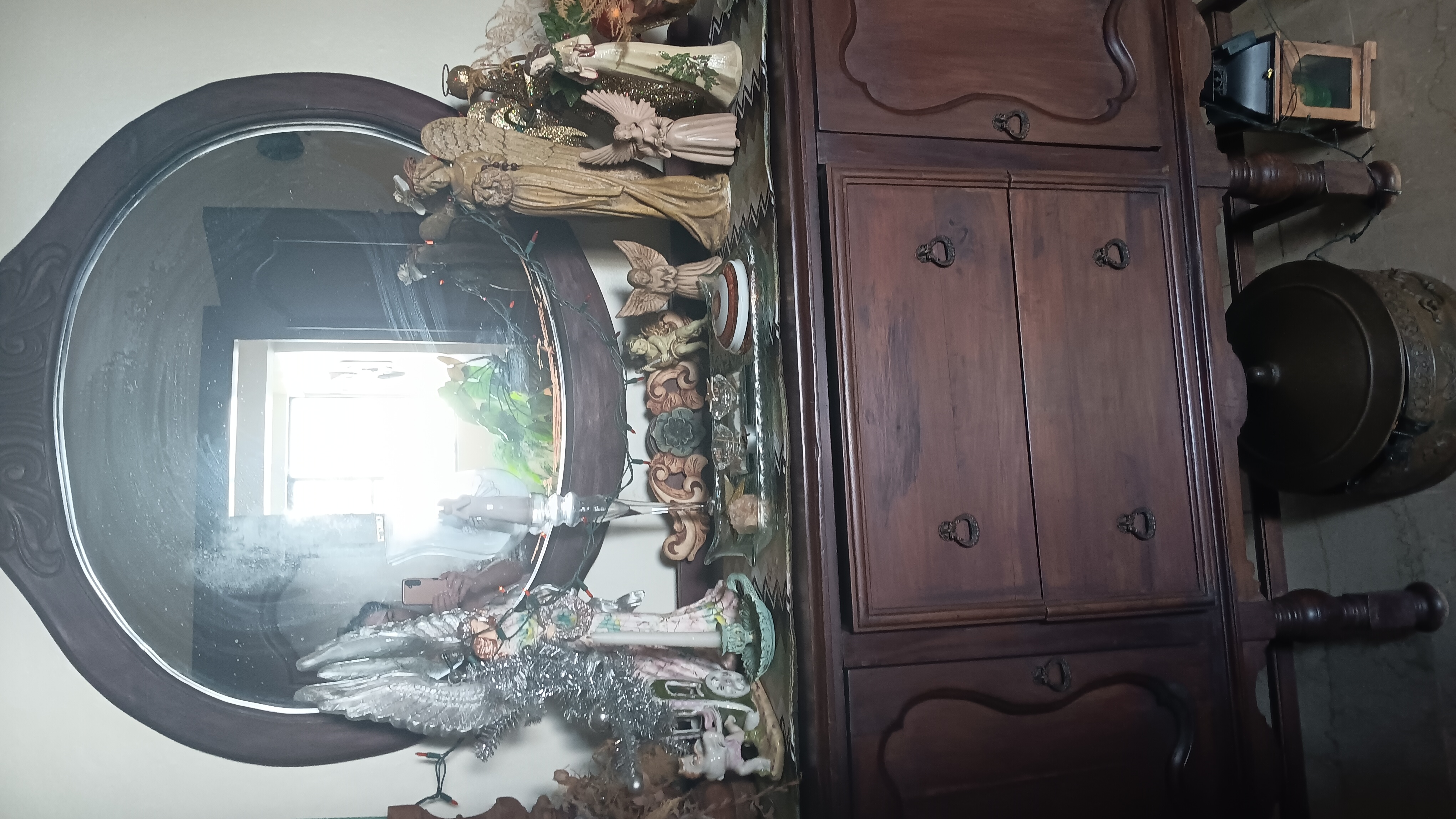 muebles y colchones - Credenza de caoba antigua con su espejo 0