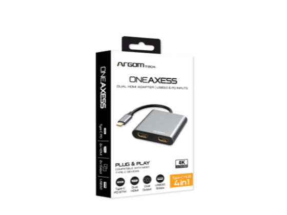 impresoras y scanners - DOCKING STATION ARGOM ADAPTER ONE AXESS USB-C TO 2 PUERTOS HDMI DUAL IMPUT, 1 US 1