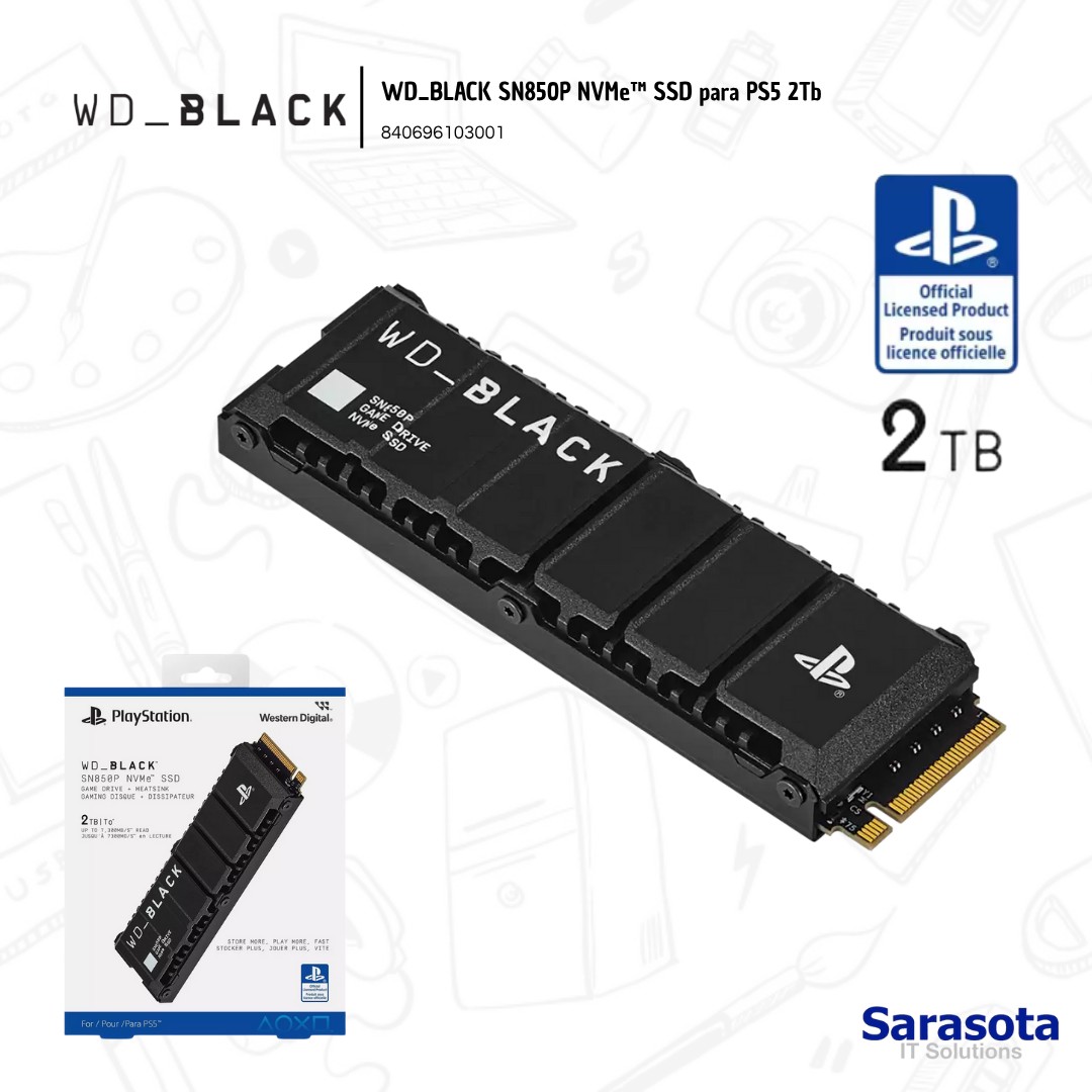 accesorios para electronica - SSD Western Digital WD Black SN850P,2Tb para PS5 1