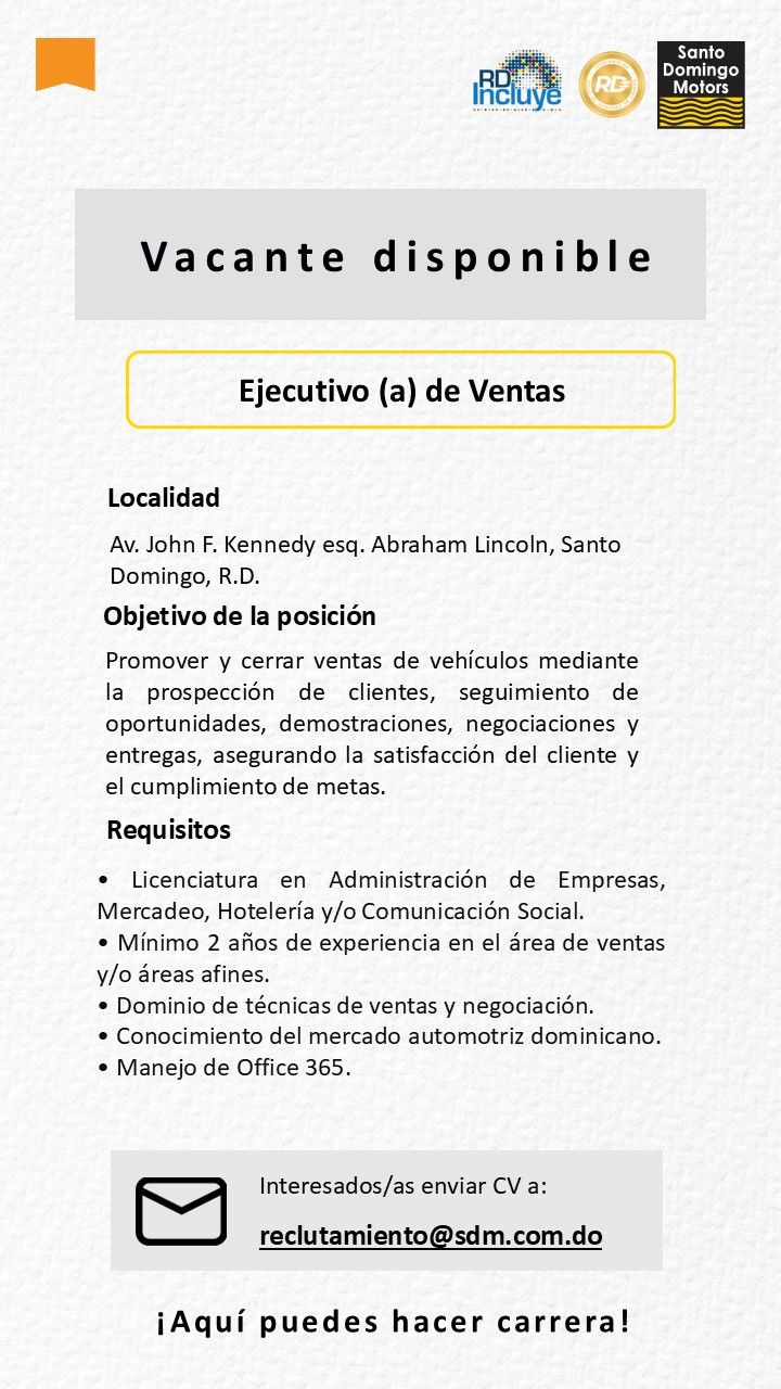 empleos disponibles - Ejecutivo de Ventas