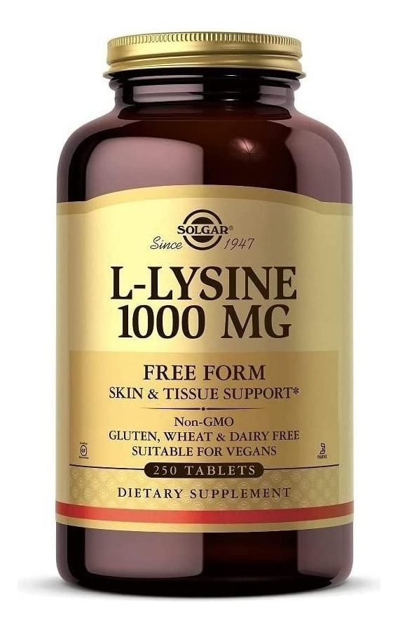 Salud y Equipamiento Médico - L Lisina 1000 Mg, Solgar Piel Y Labios 250 Tabletas