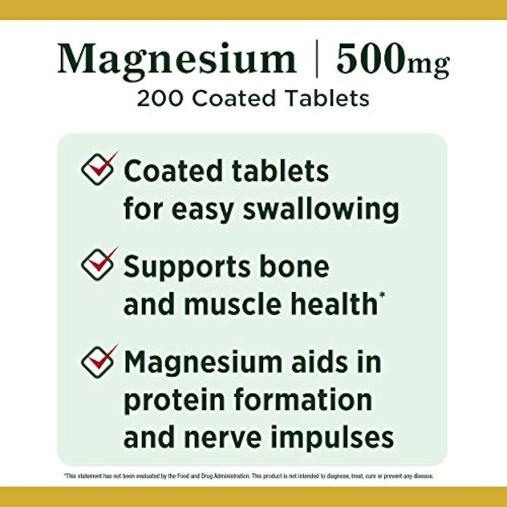 Salud y Equipamiento Médico - Magnesium By Nature's Bounty, Tabletas De Magnesio De 500 Mg 1