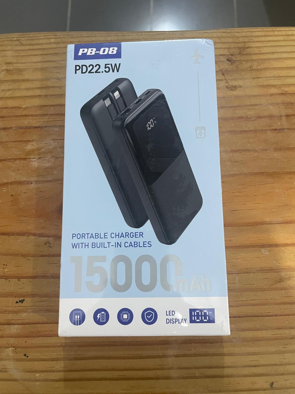 celulares y tabletas - Powerbank PB-08 15000 mAh super potente negro 