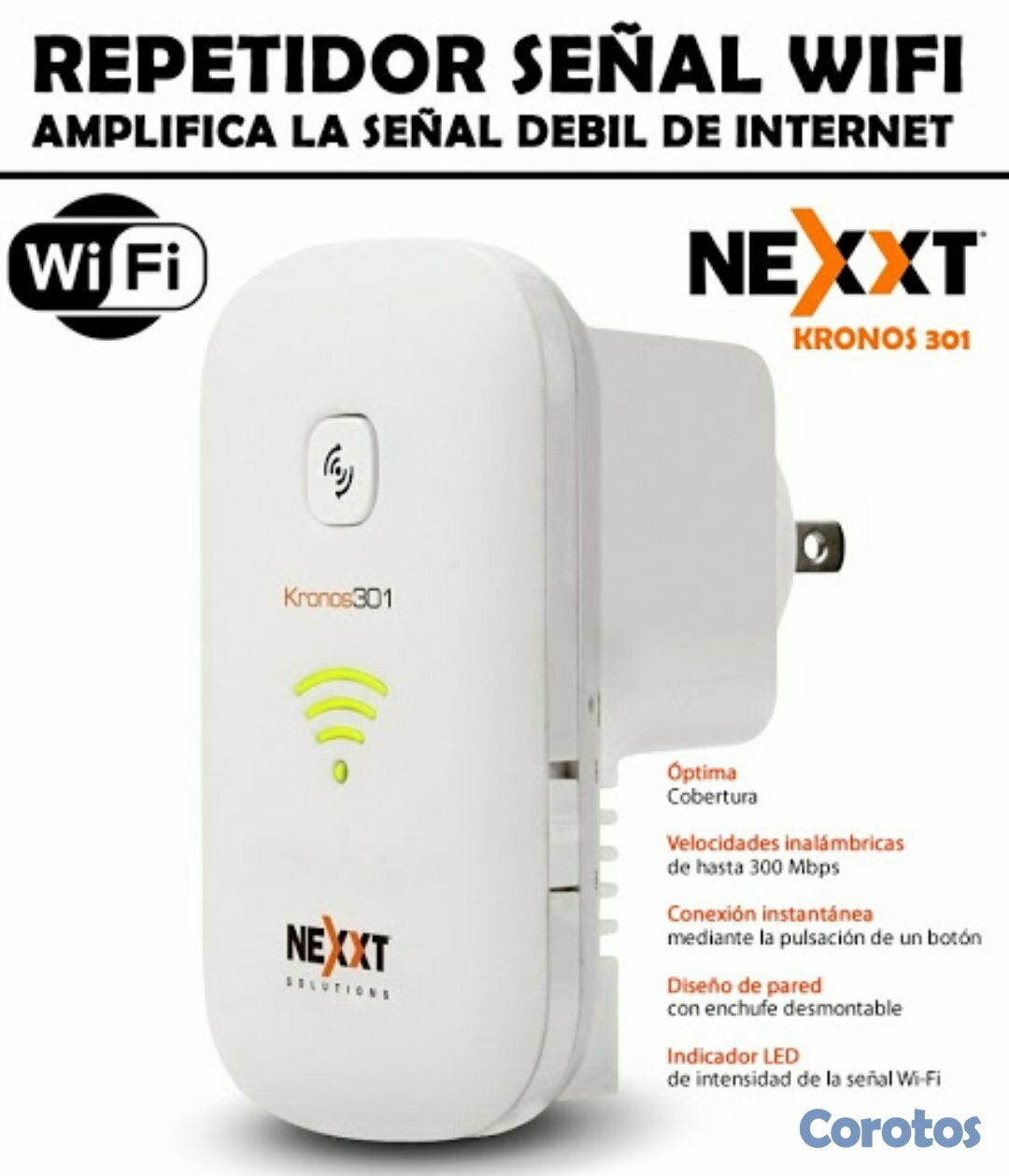 computadoras y laptops - REPETIDOR NEXXT  RANGE EXTENDER, DIRECTO A LA PARED KRONOS 301 WIRELESS AP, 1