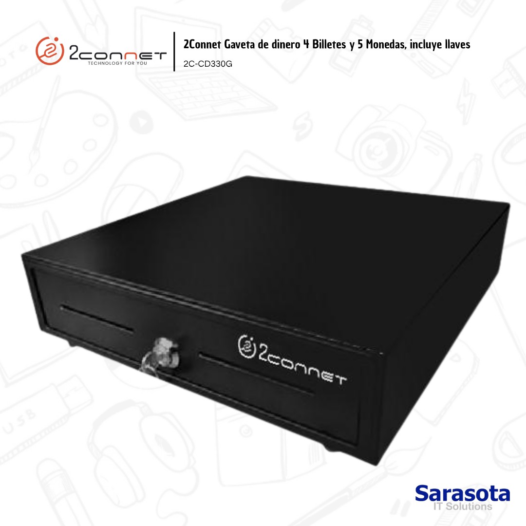 accesorios para electronica - Caja Registradora 4 Billetes y 5 Monedas 2Connet, 2C-CD330G 1