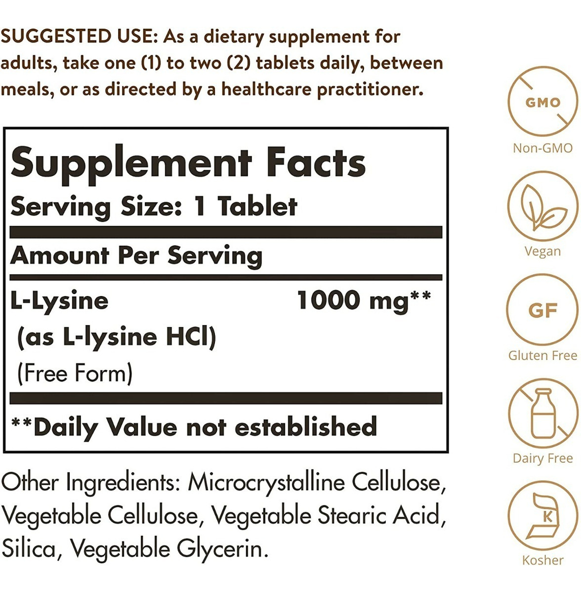 Salud y Equipamiento Médico - L Lisina 1000 Mg, Solgar Piel Y Labios 250 Tabletas 1