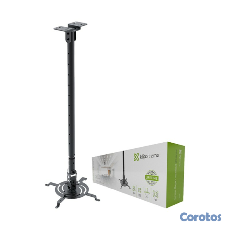 computadoras y laptops - SOPORTE PARA PROYECTOR KLIPX NEGRA DE TECHO DESDE 850MM HASTA 1215MM, SOPORTA HA