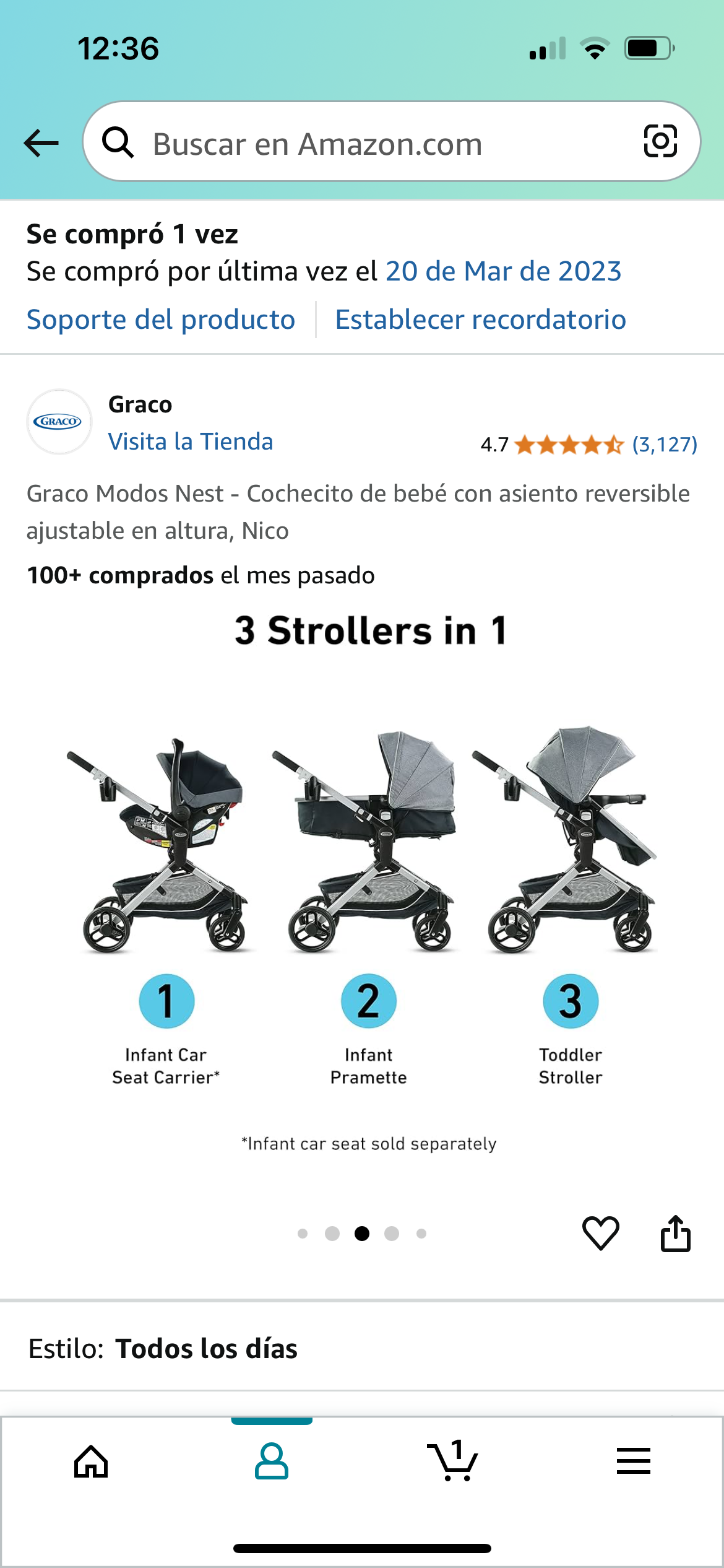 coches y sillas - Coche 3 en 1 para bebés RN hasta 3 años  1