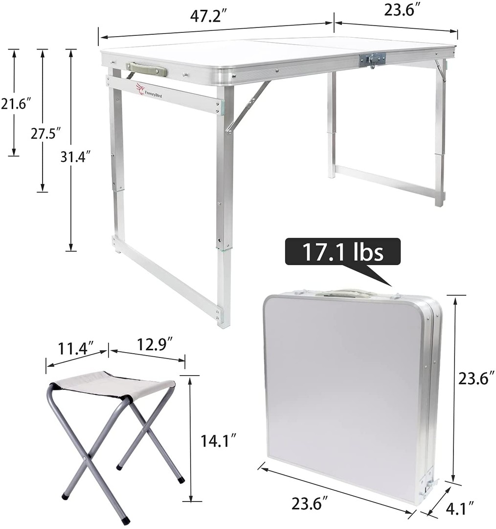 herramientas, jardines y exterior - Mesa Plegable + 4 Sillas portatil viajera playa camping de aluminio 120 x 60 7