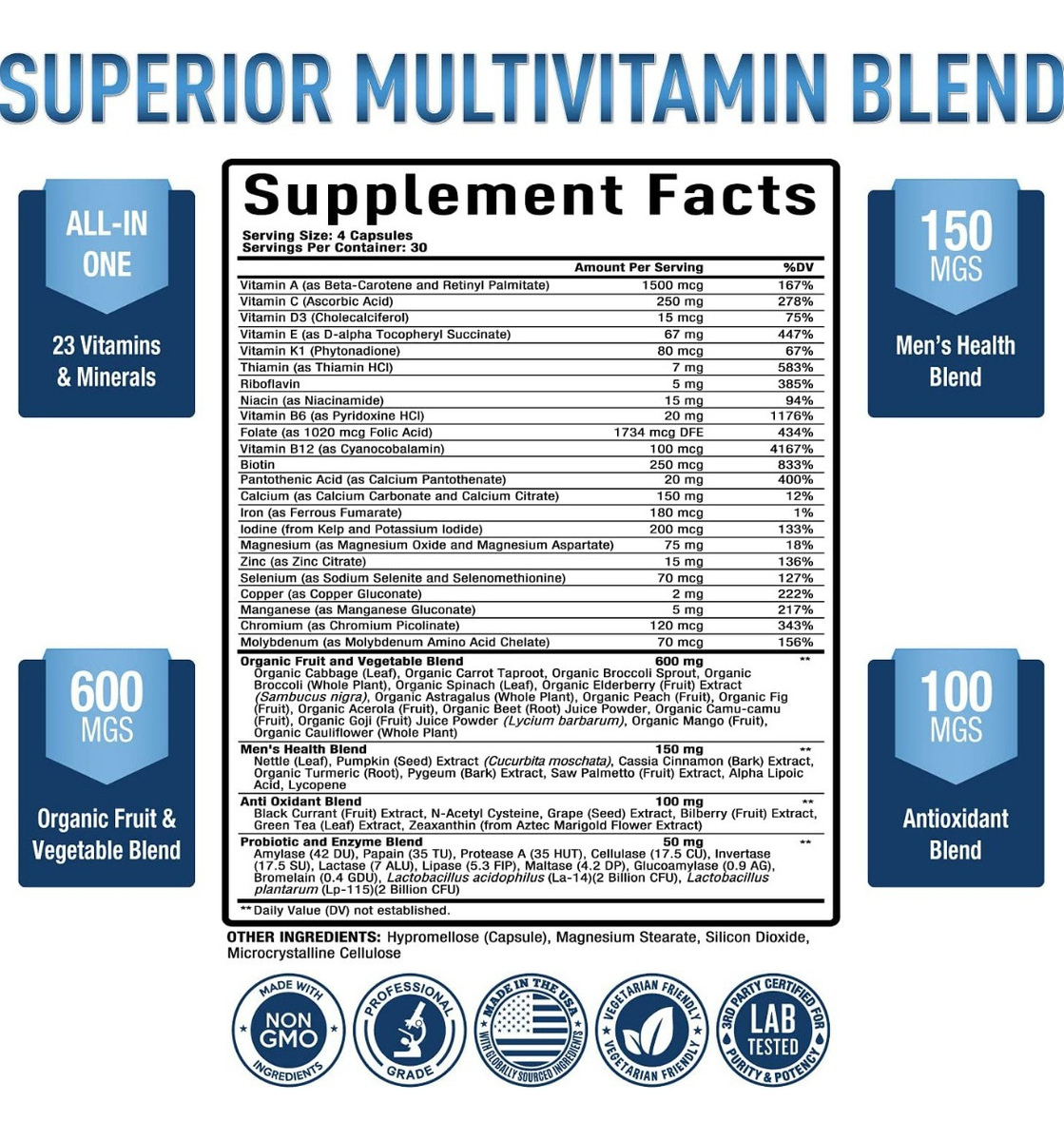 Salud y Equipamiento Médico - Multivitaminico Hombres 120 Cap - - Unidad 1
