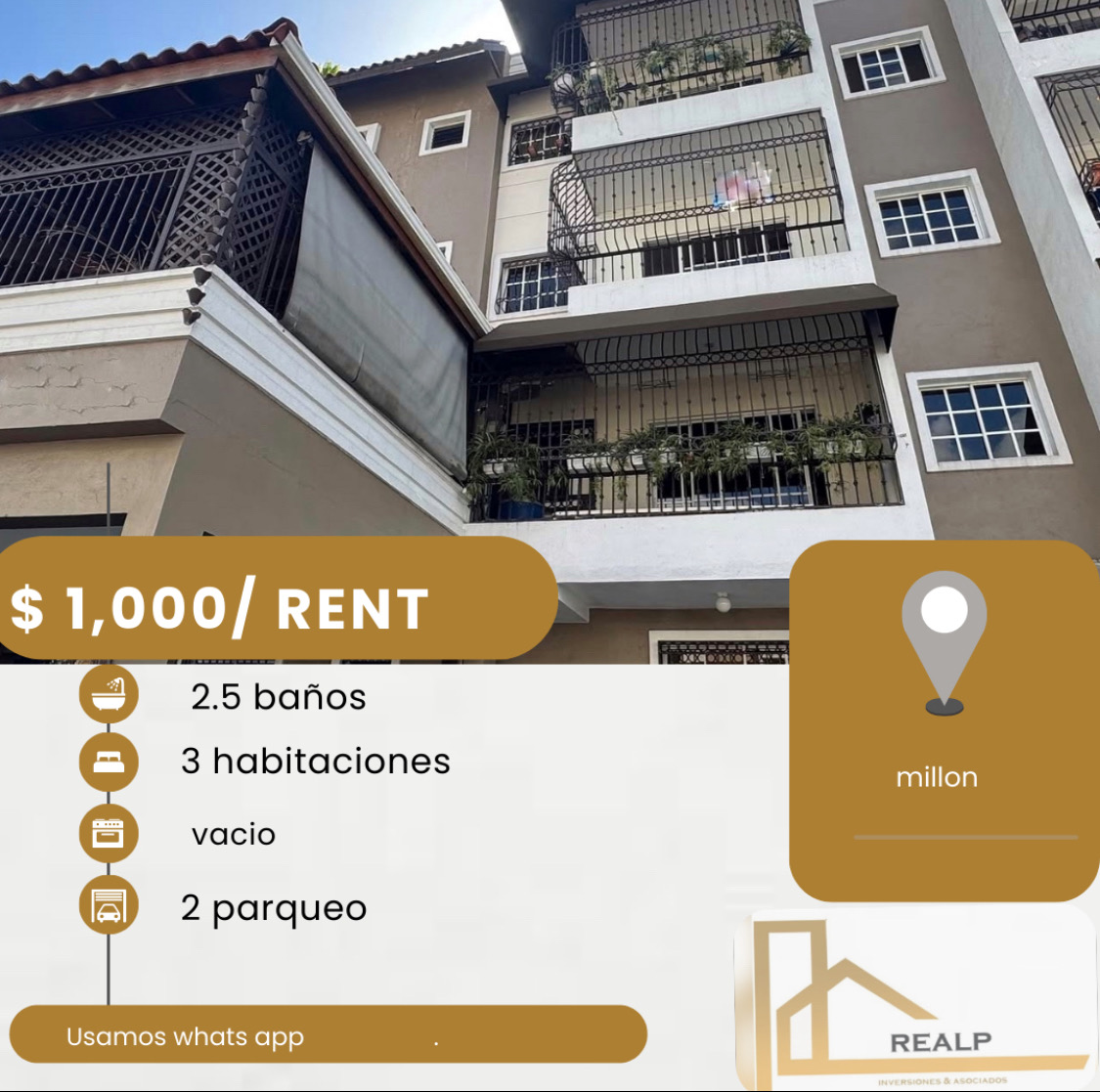 apartamentos - hermoso apartamento en el millón 