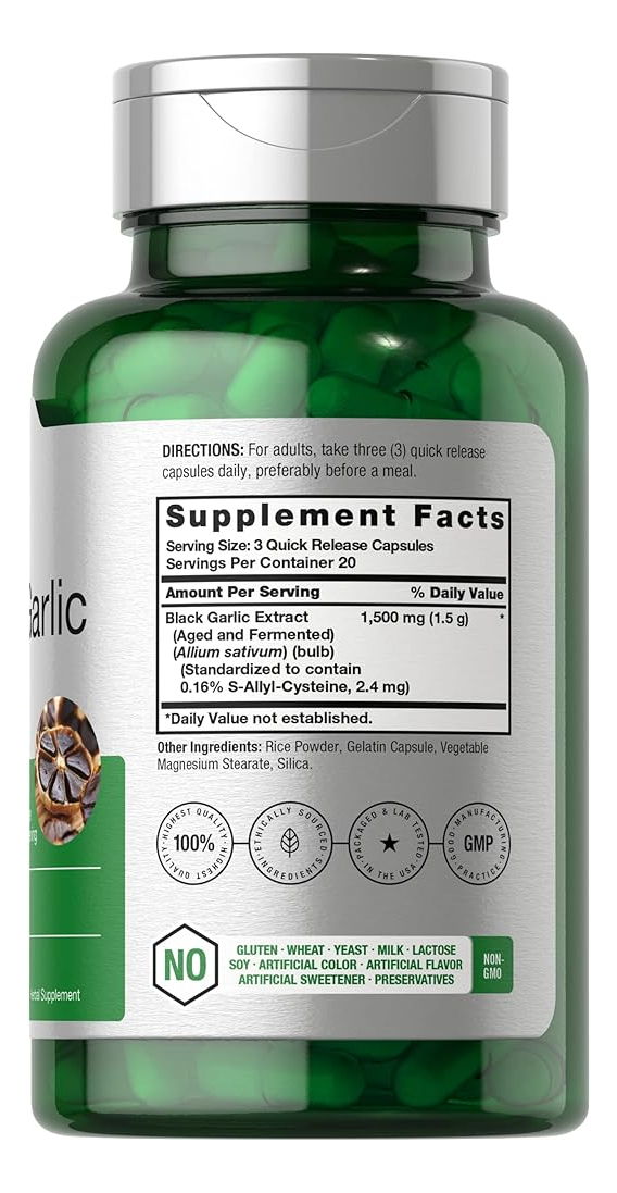 Salud y Equipamiento Médico - Ajo Negro Envejecido 1500 Mg | 60 Cápsulas | Extracto 1