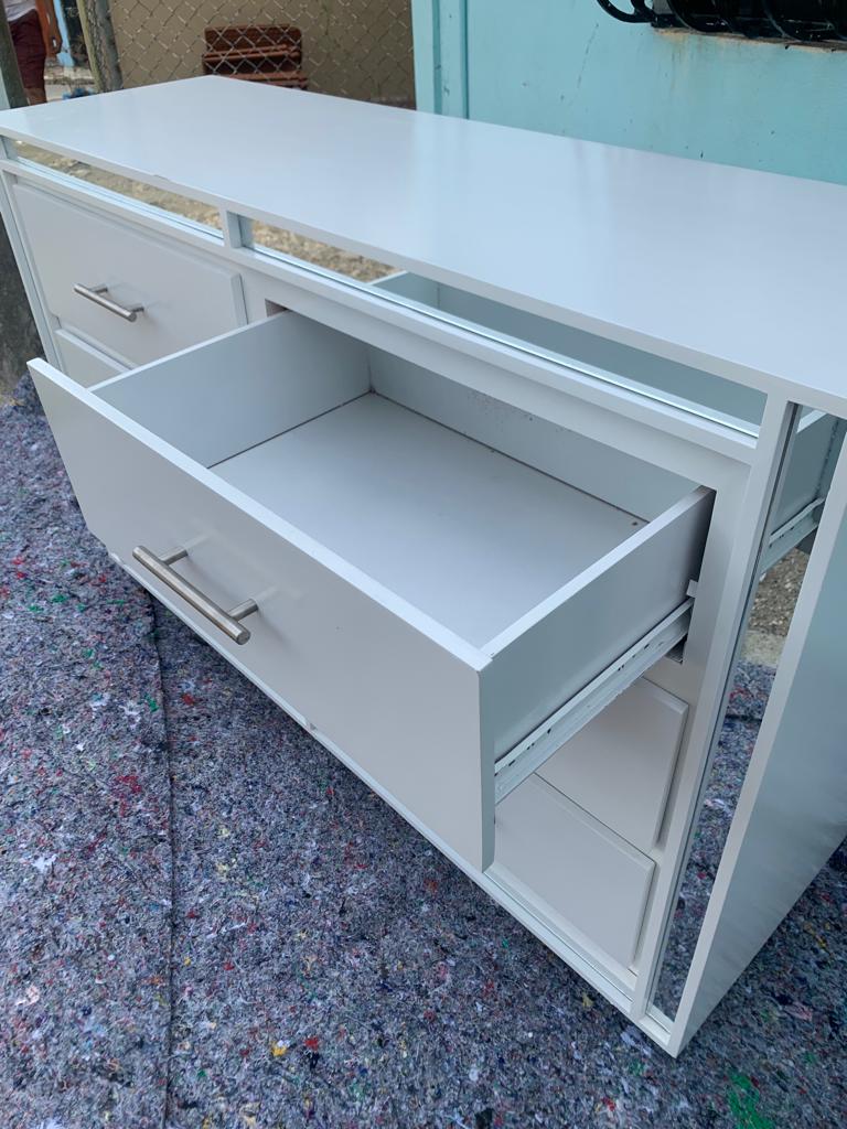 muebles y colchones - Gavetero de seis gavetas blanco con espejitos  3