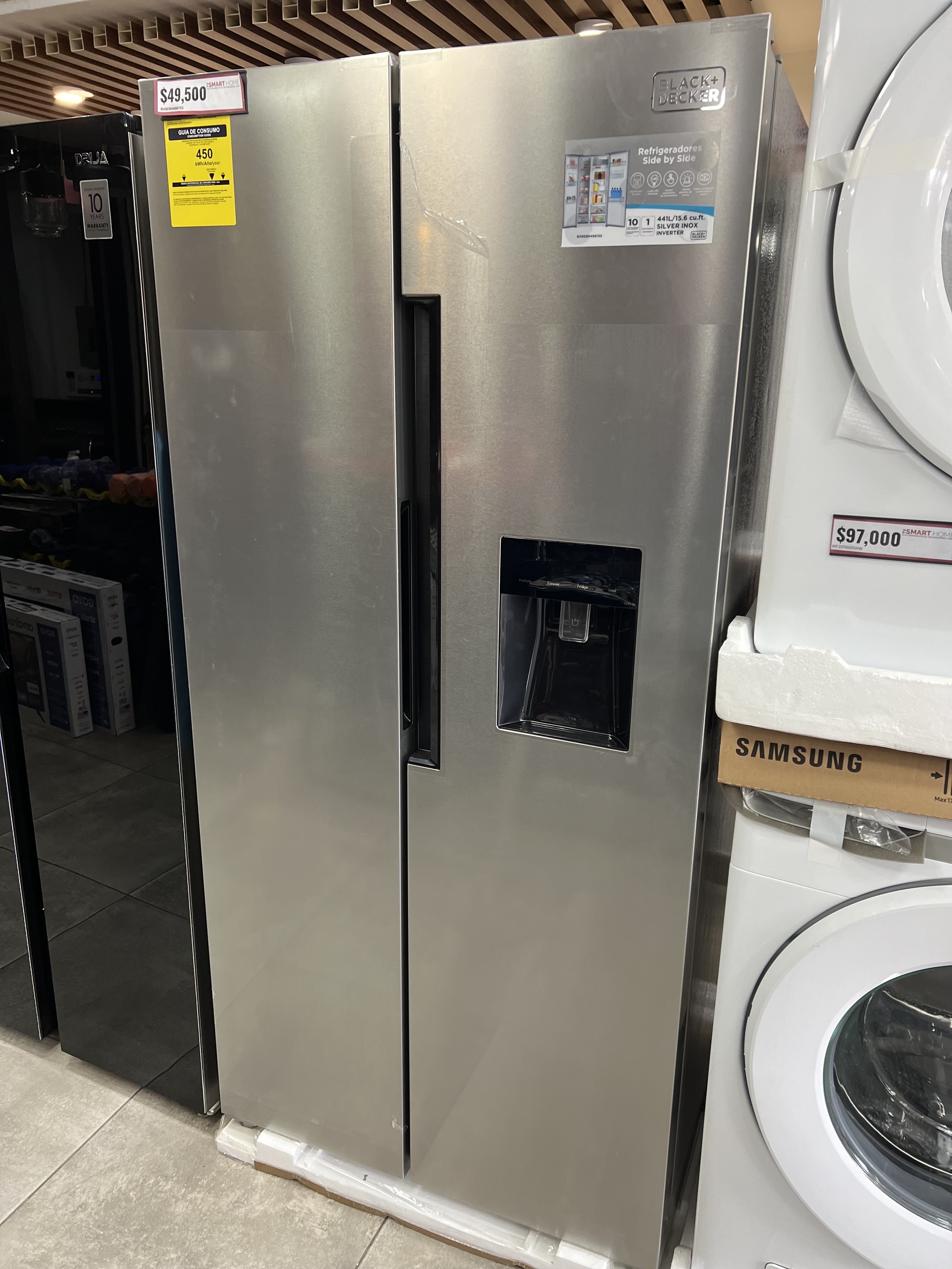 electrodomesticos - nevera 16 pies cúbicos tipo libro inverter con dispensador en la puerta  1
