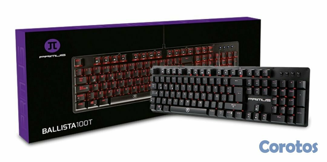 computadoras y laptops - TECLADO PRIMUS GAMING, USB, CON ILUMINACION ROJA  3